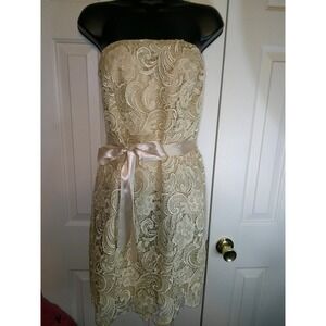 Adrianna Papell Lace Strapless Dress Cocktail Party‎ Elegant Beige Size 4/6